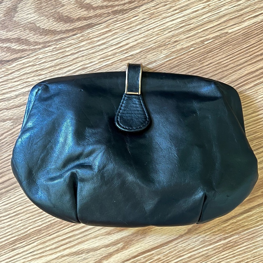 Vintage 1980s Black Leather‎ Letisse Clutch Shoulder Bag